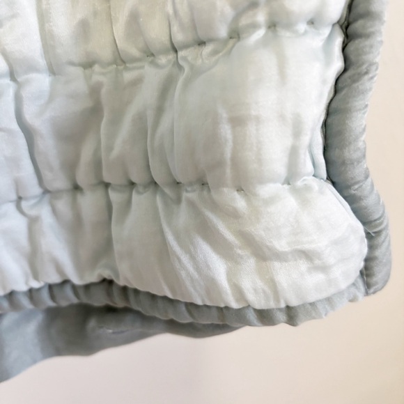 POTTERY BARN One Blue Silk Cotton Blend Hand-Stitched Pillow Sham King 20” X 36” - Picture 6 of 10